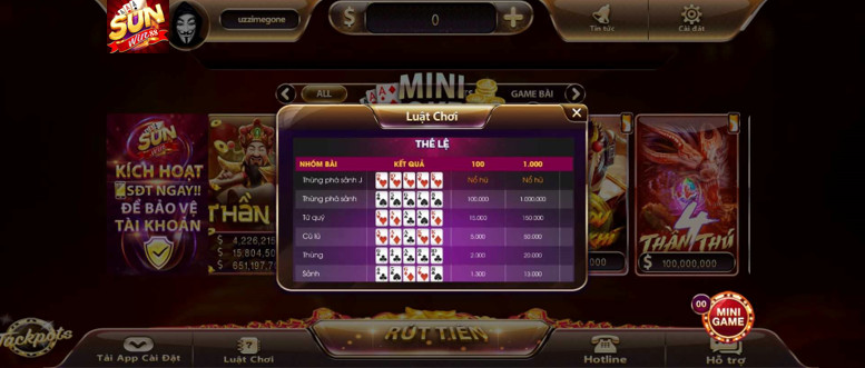 Luật chơi poker sunwin88